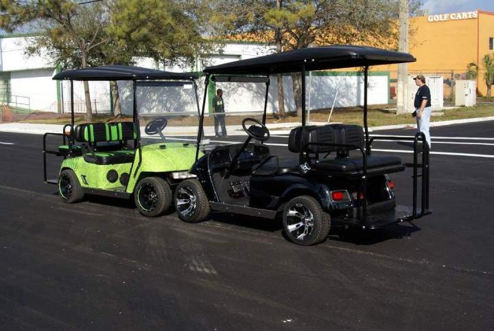 Customized green and black golf cart Kendall