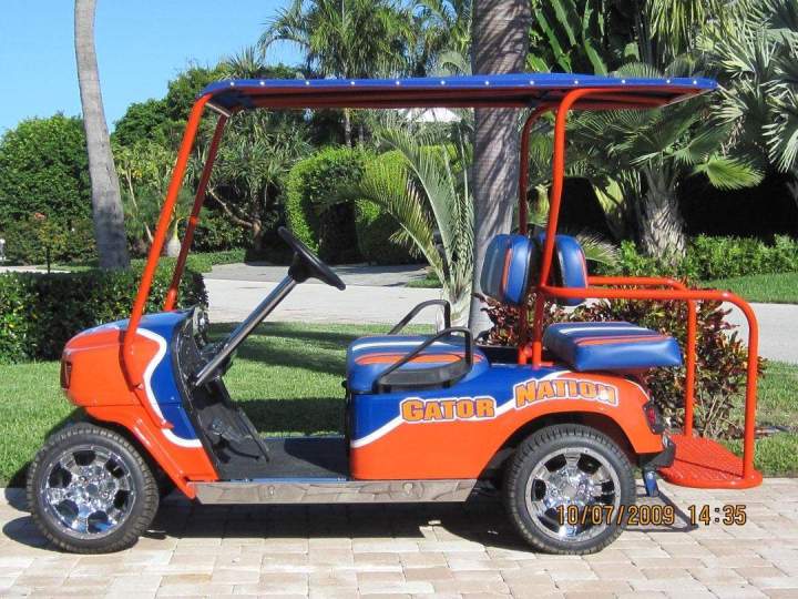 Customized orange blue golf cart Kendall