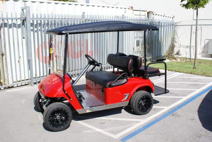 Customized red golf cart Kendall