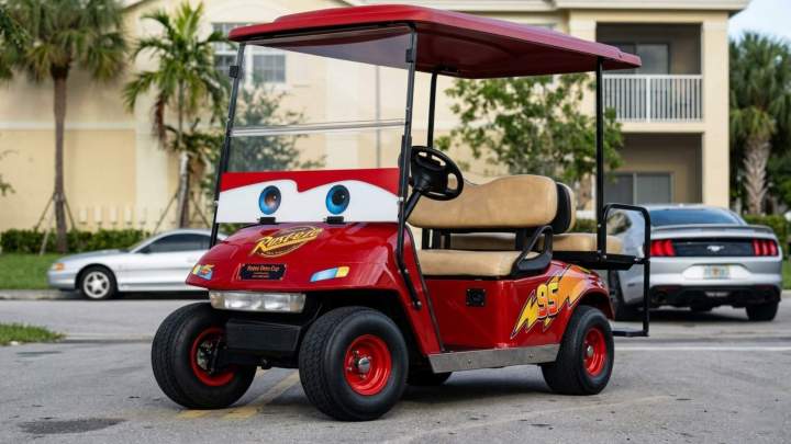 Personalized red golf cart Kendall
