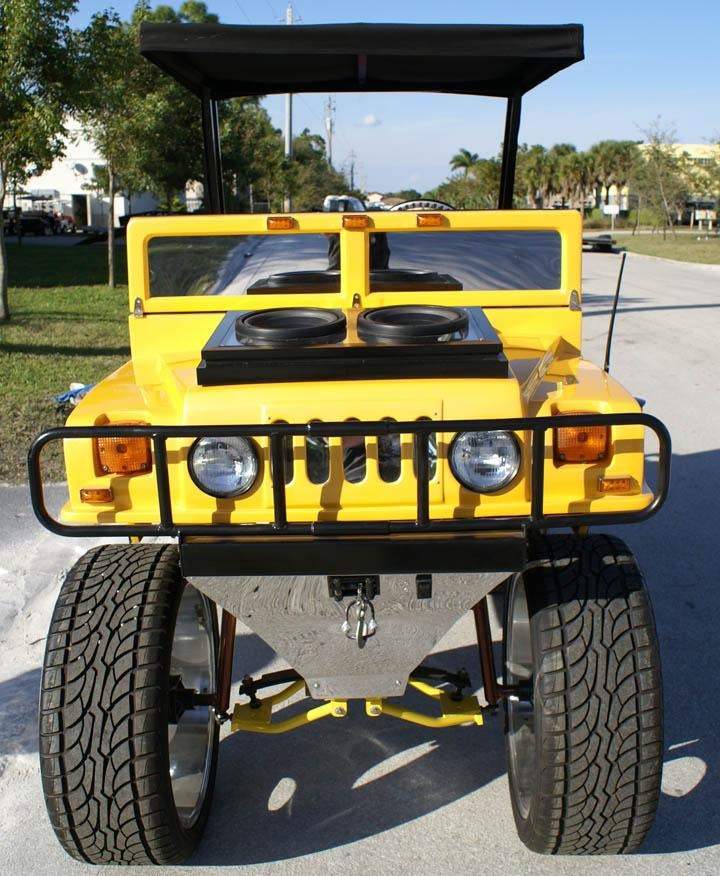Carro de golf Hummer amarillo con temática de Kendall